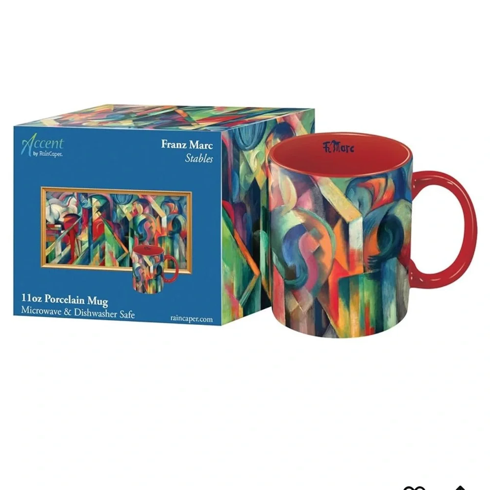 RainCaper Franz Marc Stables Large Porcelain Fine Art Coffee and Tea Mug 11 Oz